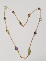 $690 Silver Genuine Multi Gemstone Gold Plated 18"(10ct) Necklace