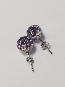 Silver Purple Pink Crystal Earrings