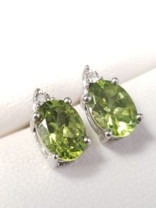 $300 Silver Peridot And Diamond Earrings