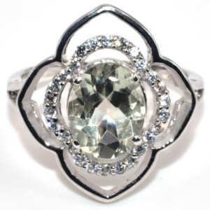 Silver Green Amethyst(3.8ct) Ring