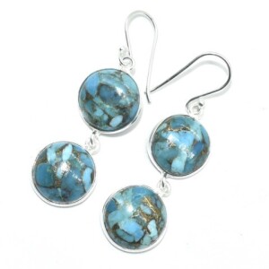 Silver Blue Copper Turquoise(20.7ct) Earrings