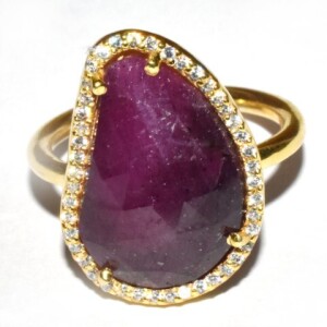 Gold plated Sil Ruby(6.85ct) Ring