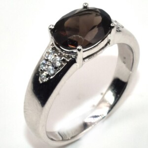 Silver Smokey Quartz(2.9ct) Ring