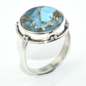 Silver Blue Copper Turquoise(4.5ct) Ring