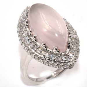 Silver Rose Quartz Cz(12.9ct) Ring