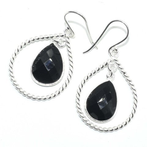 Silver Black Onyx(8.4ct) Earrings