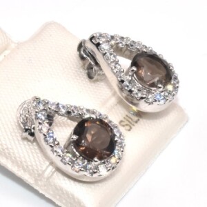 Silver Smokey Quartz(3.1ct) Earrings