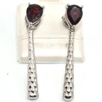 Silver Garnet(3.15ct) Earrings - 2