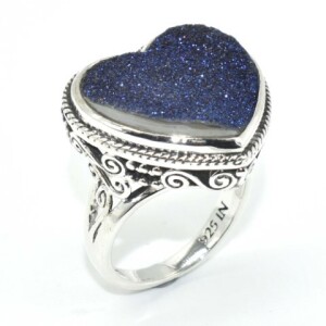 Silver Blue Druzy(13.9ct) Ring