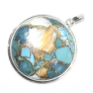 Silver Blue Copper Turquoise(25.2ct) Pendant