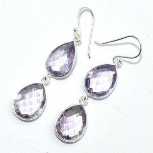 Silver Pink Amethyst(13.5ct) Earrings