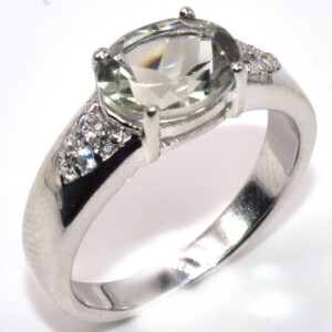 Silver Green Amethyst(1ct) Ring