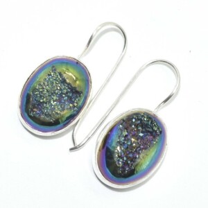 Silver Rainbow Druzy(14.4ct) Earrings