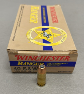 (50) Rounds Of Winchester Ranger 40 S & W 155 Grain JHP Ammunition Cartridges