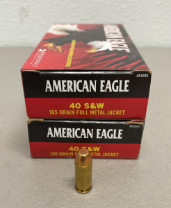 (100) Rounds Of American Eagle 40 S & W 180 Grain Ammunition Cartridges