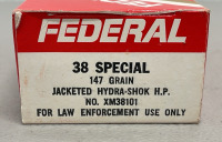 (100) Rounds Of Federal 38 Special 147 Grain Jacketed Hydra-Shock H.P. Ammunition Cartridges - 2