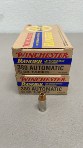 (100) Rounds Of Winchester Ranger 380 Automatic 95 Grain T Series Ammunition Cartridges