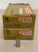 (75) Rounds Of Federal Premium 40 S & W 165 Grain Hydra-Shok JHP Ammunition Cartridges