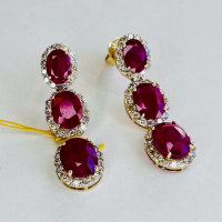 $10,550 Value, 14K Gold Ruby & Diamond Earrings