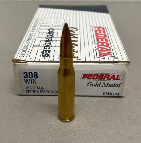 (20) Federal Gold Medal 308 Win. Caliber 168 Grain Sierra Matchking BTHP Ammunition Cartridges