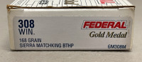 (20) Federal Gold Medal 308 Win. Caliber 168 Grain Sierra Matchking BTHP Ammunition Cartridges - 2