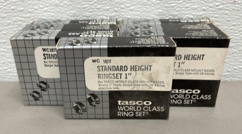 (7) Sets Tasco World Class Standard Height Ringset 1” For Scope Mounting