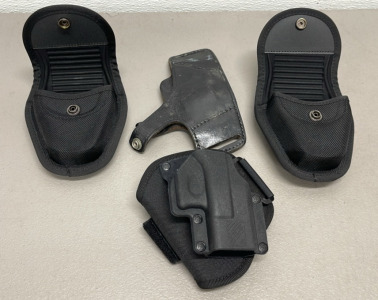 (1) Houston RP68/30 Ankle Holster For Glock 26 / 27 / 33, (2) Rocco Tactical Handcuff Belt Holsters, (1) Don Hume H717 Leather Belt Holster