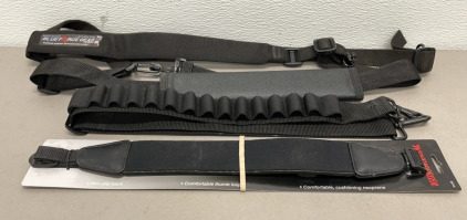 (1) Winchester Neoprene Shoulder Sling For Rifle, (1) Blue Force Gear Rifle Strap, (1) Aikate Neoprene Belt, (1) Ammunition Belt