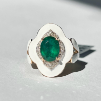 $7,520 Value, 14K Gold Emerald & Diamond Ring Size 6.5