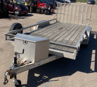 2018 C&B QUALITY TRAILER - ATV Trailer, Double Axle w/ Tool Box & Aluminum Frame 20ft Tongue to Bumper