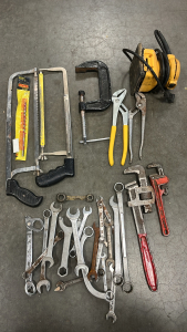Dewalt 4.5&rdquo;x4.5&rdquo; Electric Sander, 13&rdquo; Hacksaw, 12&rdquo;Hacksaw, Pipe Wrenches And More
