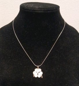 . 925 Sterling Silver Necklace & Clover Pendant