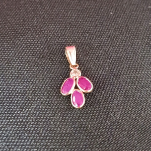 14K Gold Ruby .9ct & Diamond .08ct Pendant