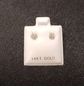 14K Gold 2-Diamond .38ct Earrings