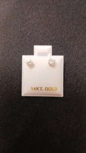 14K Gold 2-Diamond .48ct Earrings