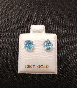 10K Gold 2.2ct Blue Topaz Earrings