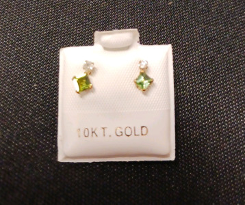 10K Gold .44 Tourmaline .06ct Diamond Earrings