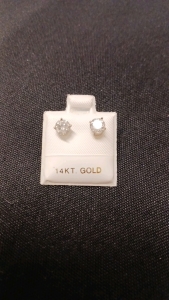 14K Gold 2-Diamond .8ct Earrings