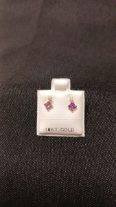 10K Gold Amethyst .4cts & Diamond .06cts Earrings