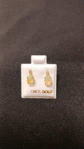 10K Gold Opal 1.1cts & Moissanite .05cts Earrings