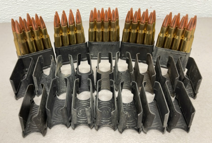 (40) Rounds Of 30-06 Ammunition Cartridges (21) M1 Garand Clips