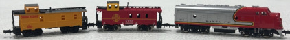 (1) N-Scale Bachmann Santa Fe 215 Locomotive, (1) N-Scale Bachmann Santa Fe Traincar, (1) N-Scale Bachmann Union Pacific Traincar