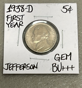 1938-D Gem BU+++ 1st Year Jefferson Nickel