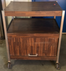 (1) 27&rdquo;x26&rdquo; Brown Wooden Cart On wheels With one Compartment