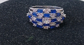 Size 9.5 Blue & White Sapphire Ring