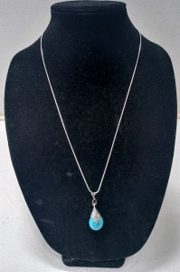 Turquoise Ball w/.925 Necklace
