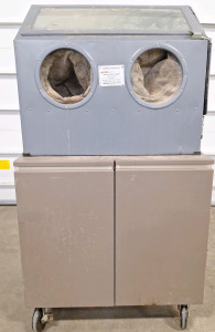 (1) Central Pneumatic Sandblasting Cabinet Model S-70073 & (1) 2 Door/ 1 Shelf Rolling Metal Cabinet