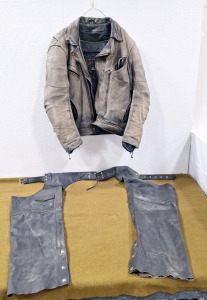 (1) Leather Gear Riding Jacket & (1) Pair Jafrum Leather Chaps