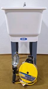 (1) VOLTEC 35ft. Retractable Work Light & Utilatub Sink W/Legs, Faucet & Drain