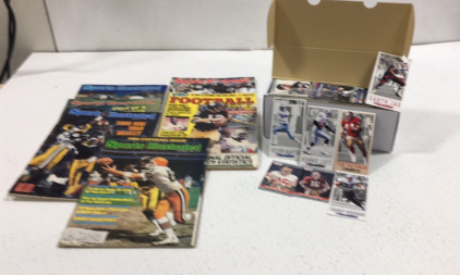 Vintage 1970s -80s Pittsburgh Sports Illustrated Magazines & Full Box Of Vintage Football Cards